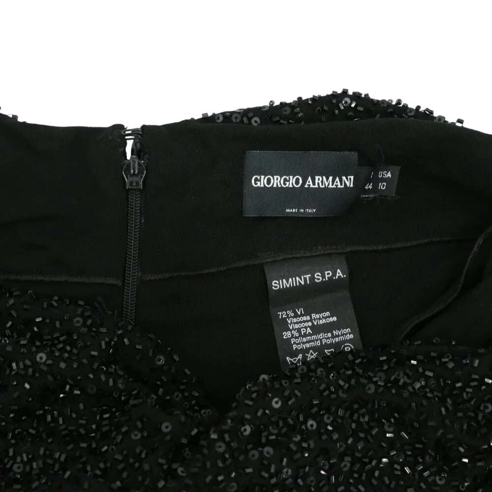 Giorgio Armani Black Beaded Rayon Blend Wide Leg Evening Pants 10 *Flawed